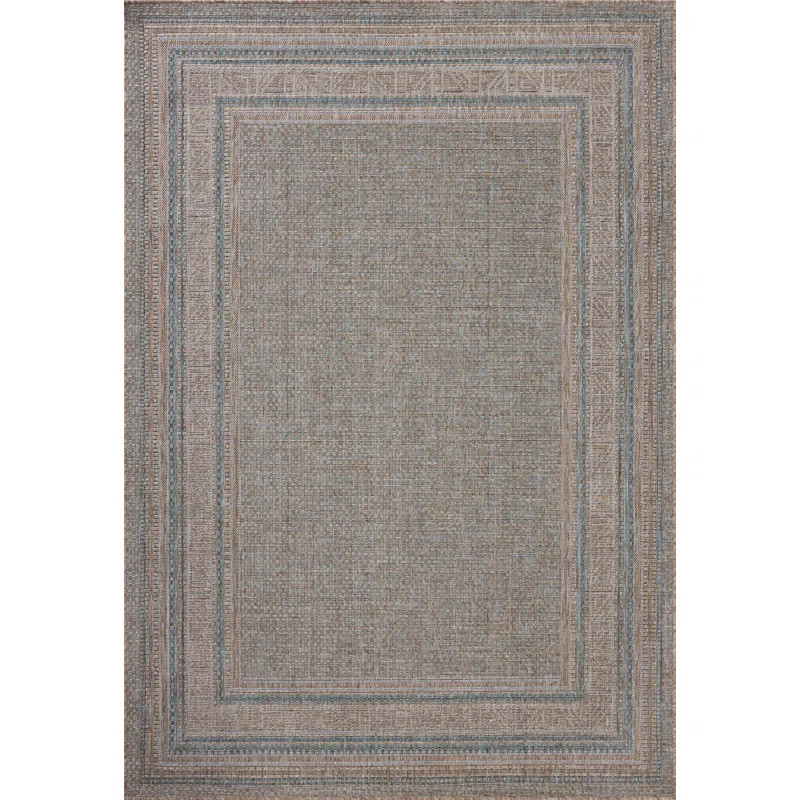 Amber Lewis x Loloi Indoor / Outdoor Topanga Natural / Teal Area Rug | Wayfair North America