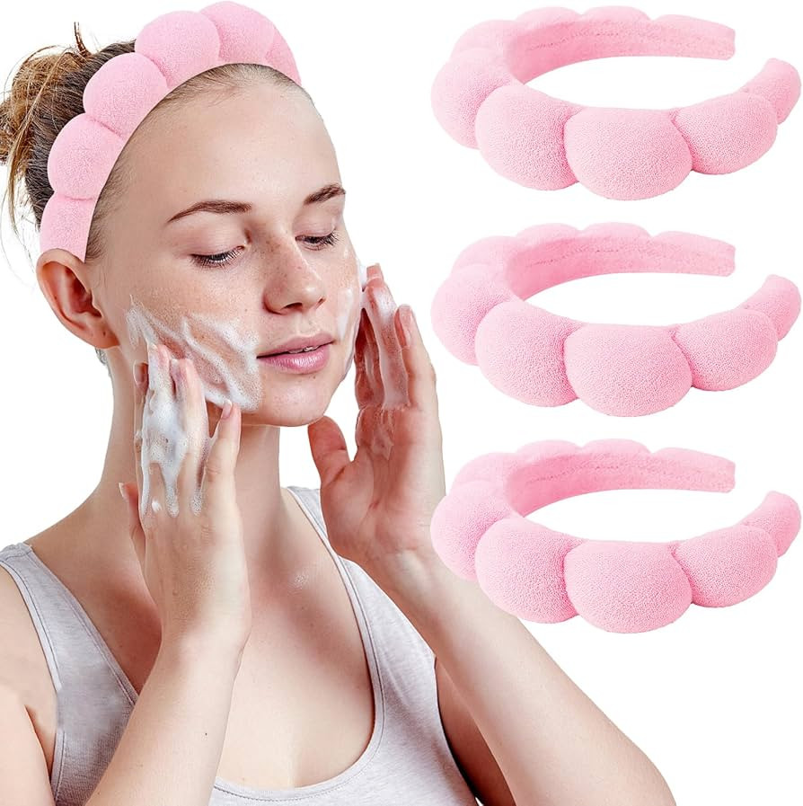 WHAVEL 3 Pack Spa Headband Skincare Headbands, Makeup Headband Sponge Terry Cloth Headbands Face ... | Amazon (US)