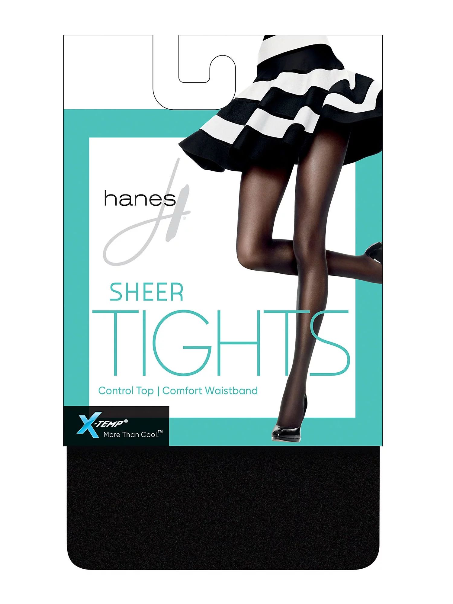 Hanes X-Temp® Sheer Control Top Tights with Comfort Waistband Black S Women's | Walmart (US)