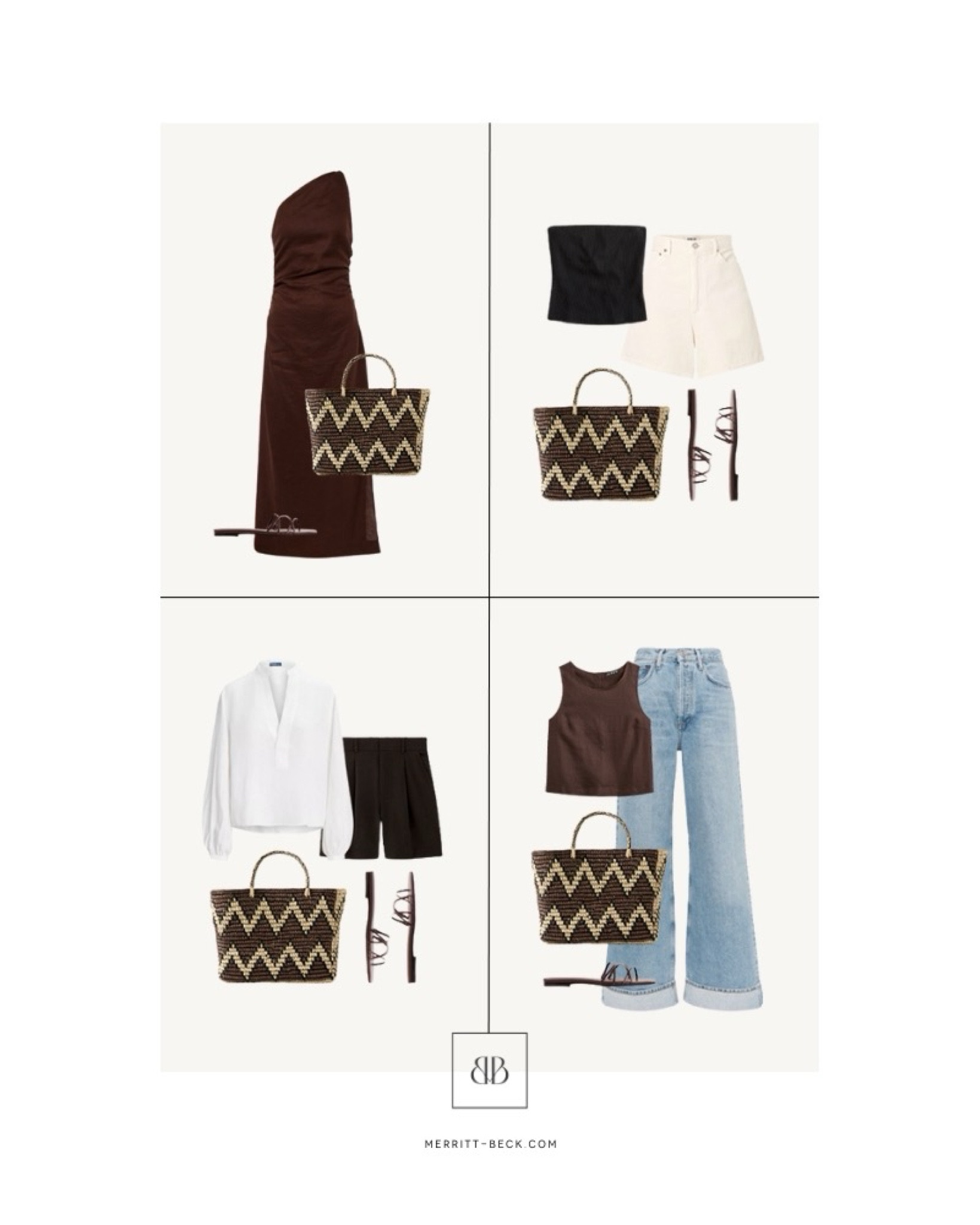 Loving that brown is having a moment this summer! Such a nice departure from classic black 🤎 these outfits are from my Summer 2024 Capsule Wardrobe! Discover and shop 100+ looks for the season on Merritt-Beck.com 🤍

#LTKShoeCrush #LTKFindsUnder100 #LTKItBag