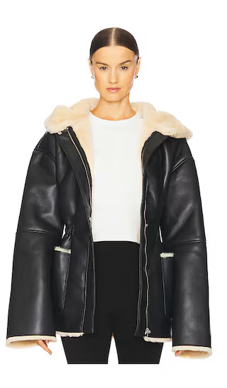 Santiago Faux Leather Coat in Tan | Revolve Clothing (Global)