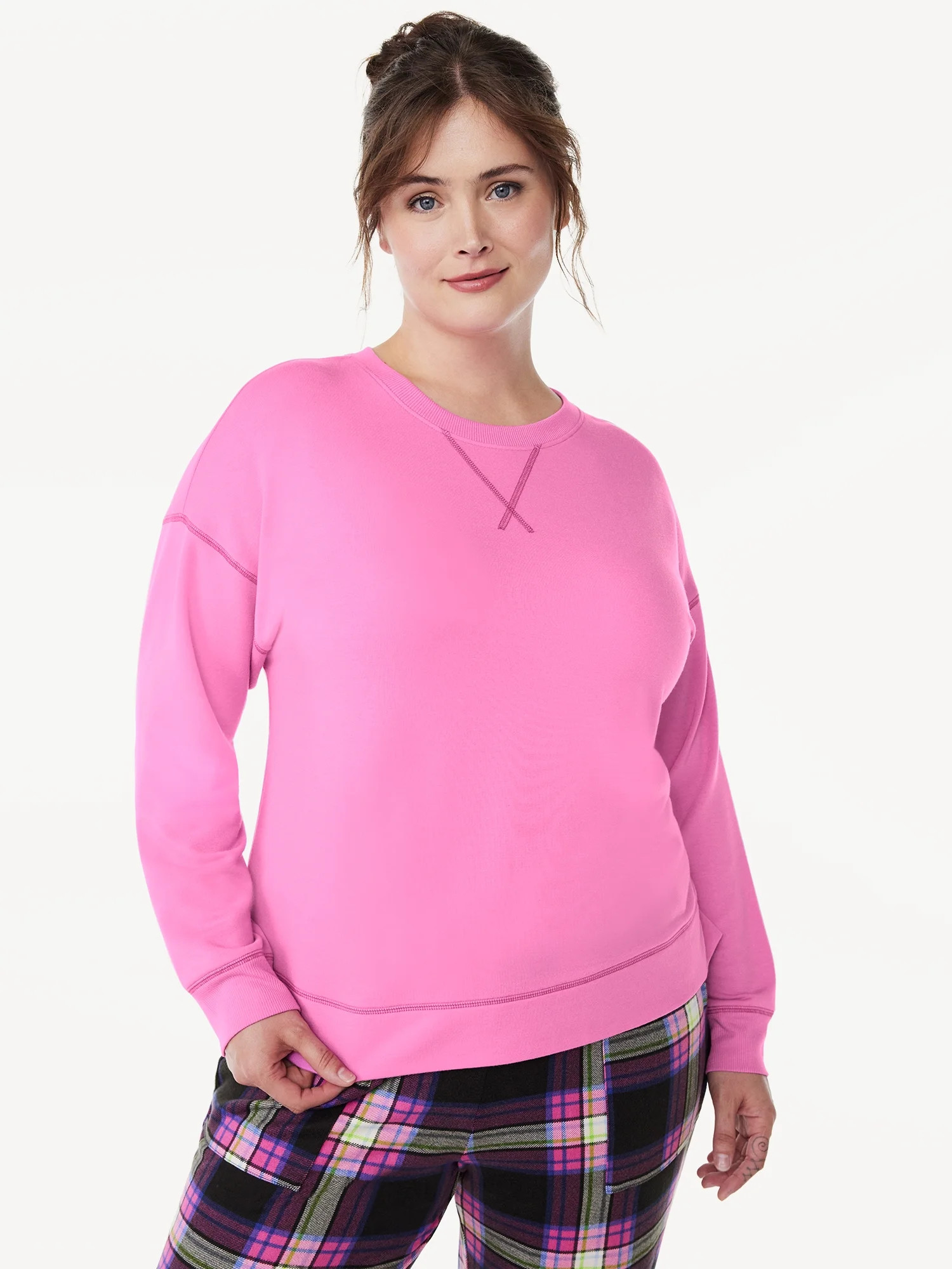 Joyspun Women's French Terry Sleep Top with Long Sleeves, Sizes XS to 3X - Walmart.com | Walmart (US)