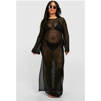 Womens Plus Crochet Cover-Up Beach Maxi Dress - Black - 20 | boohoo (US & Canada)