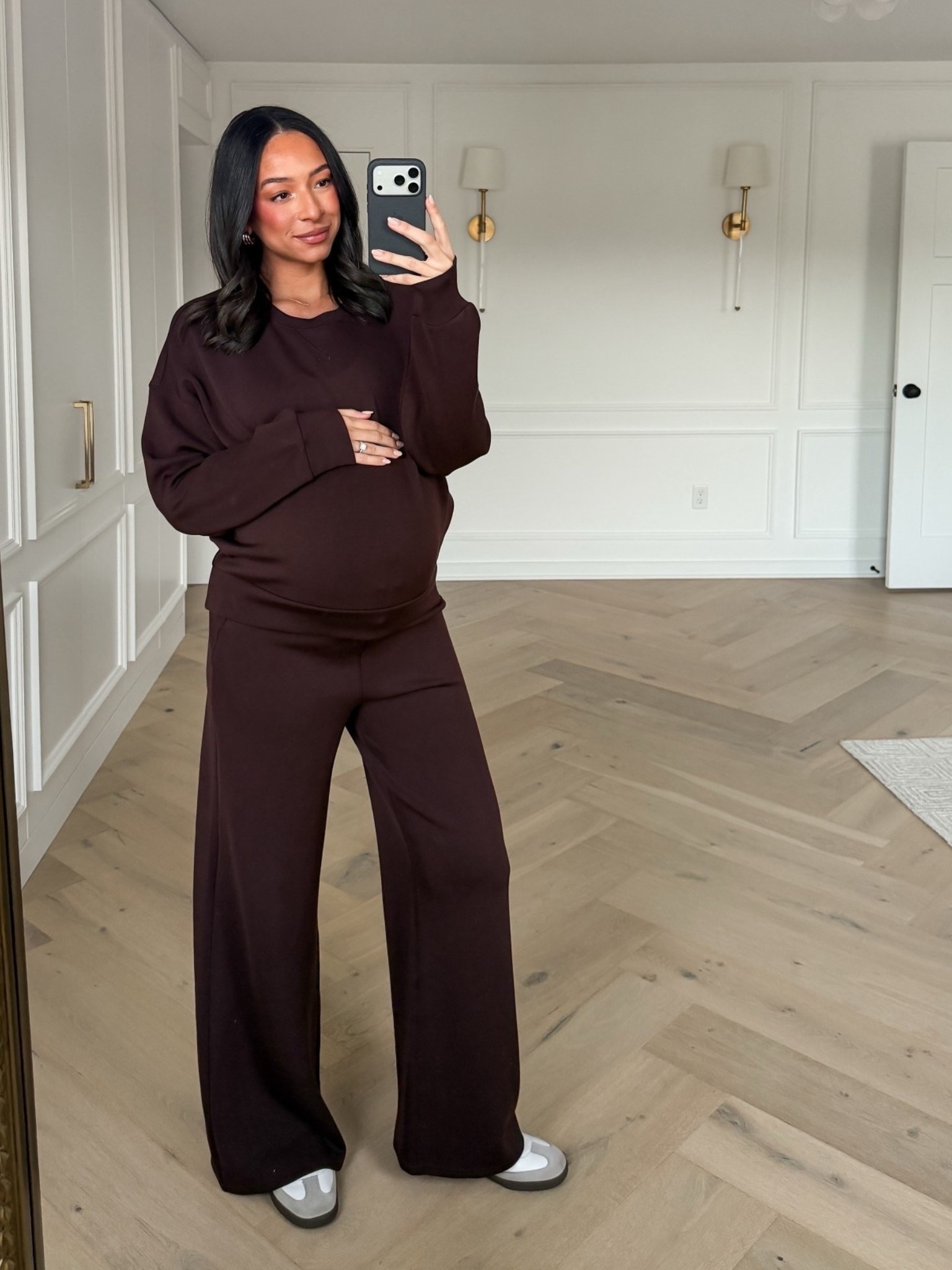 My strange addiction: this material. It’s so lightweight and soft and seriously feels like wearing a cloud. I love these matching sets for travel, lounging, or mixing and matching for running errands and casual activities. I’m usually a S tops, XS Tall pants but I’m wearing a M in tops and M reg in pants for the bump. Use code NENAXSPANX for 15% off your first purchase 

Bump-friendly outfit 
Pregnancy outfit 
Travel outfit 
Airport outfit 
Errands outfit 
Work from home outfit 

#LTKBump #LTKootd #LTKSeasonal