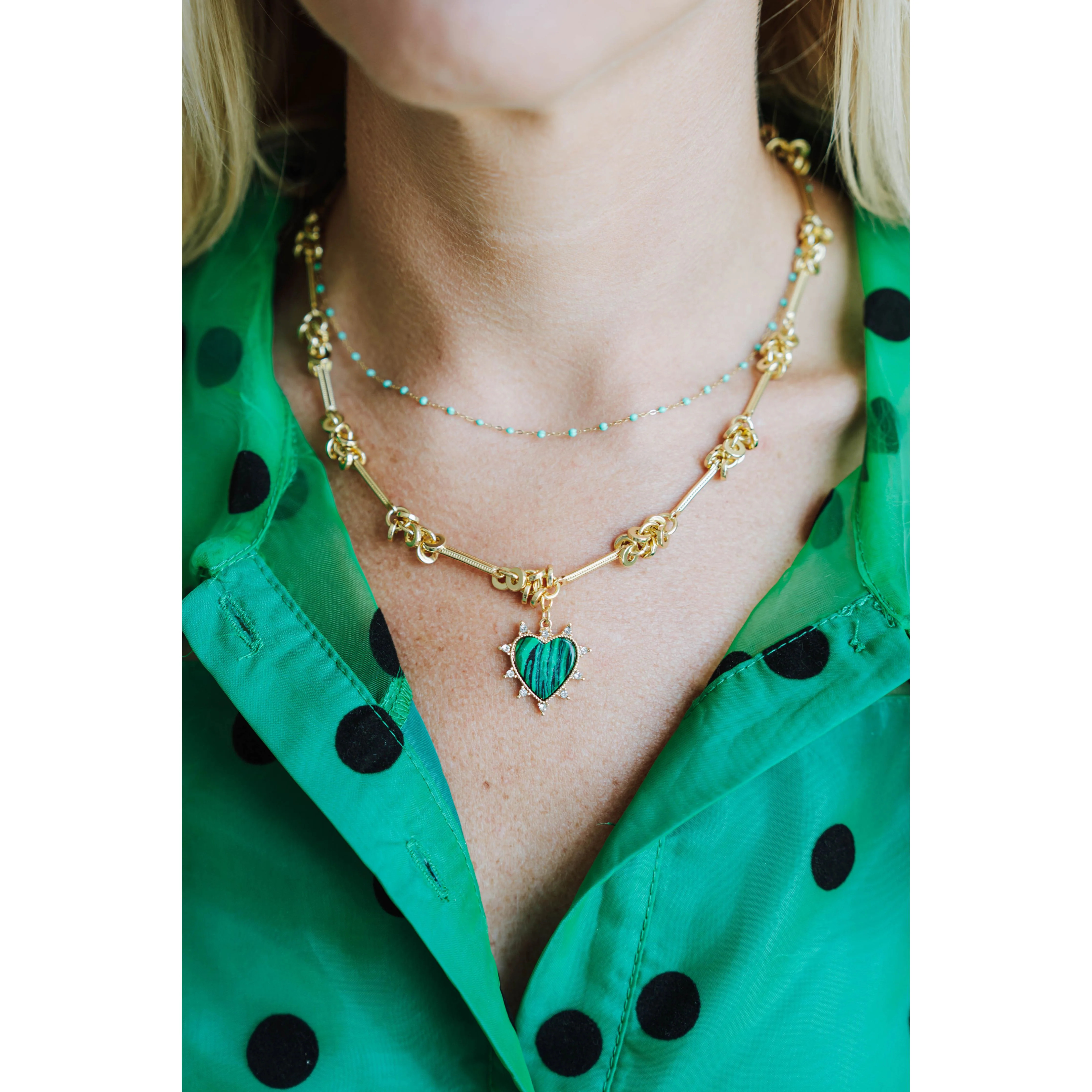 Taylor Reese x The Heartest Yard Gold Malachite Heart Pendant Necklace | Taylor Reese