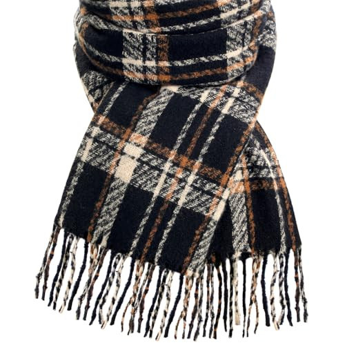 Winter Scarf for Women, Fashion Plaid Blanket Scarves with Fringe, Cashmere Feel Long Chunky Scarf Shawls, Soft Pashmina Wraps for Winter/Fall | Amazon (US)