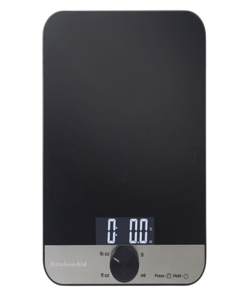 KitchenAid digital kitchen and food scale in black with glass surface