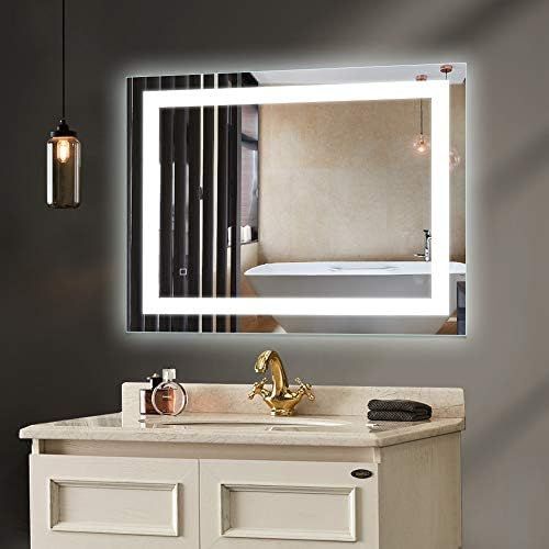 HAUSCHEN HOME LED Lighted Vanity Bathroom Mirror 28 x 36 inch, Wall Mounted + Anti Fog & Dimmer T... | Amazon (US)