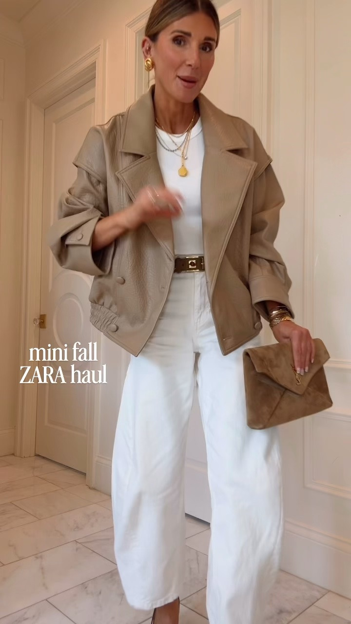 Zara outfit! This faux leather bomber jacket is so chic for fall.

#LTKootd #LTKSeasonal