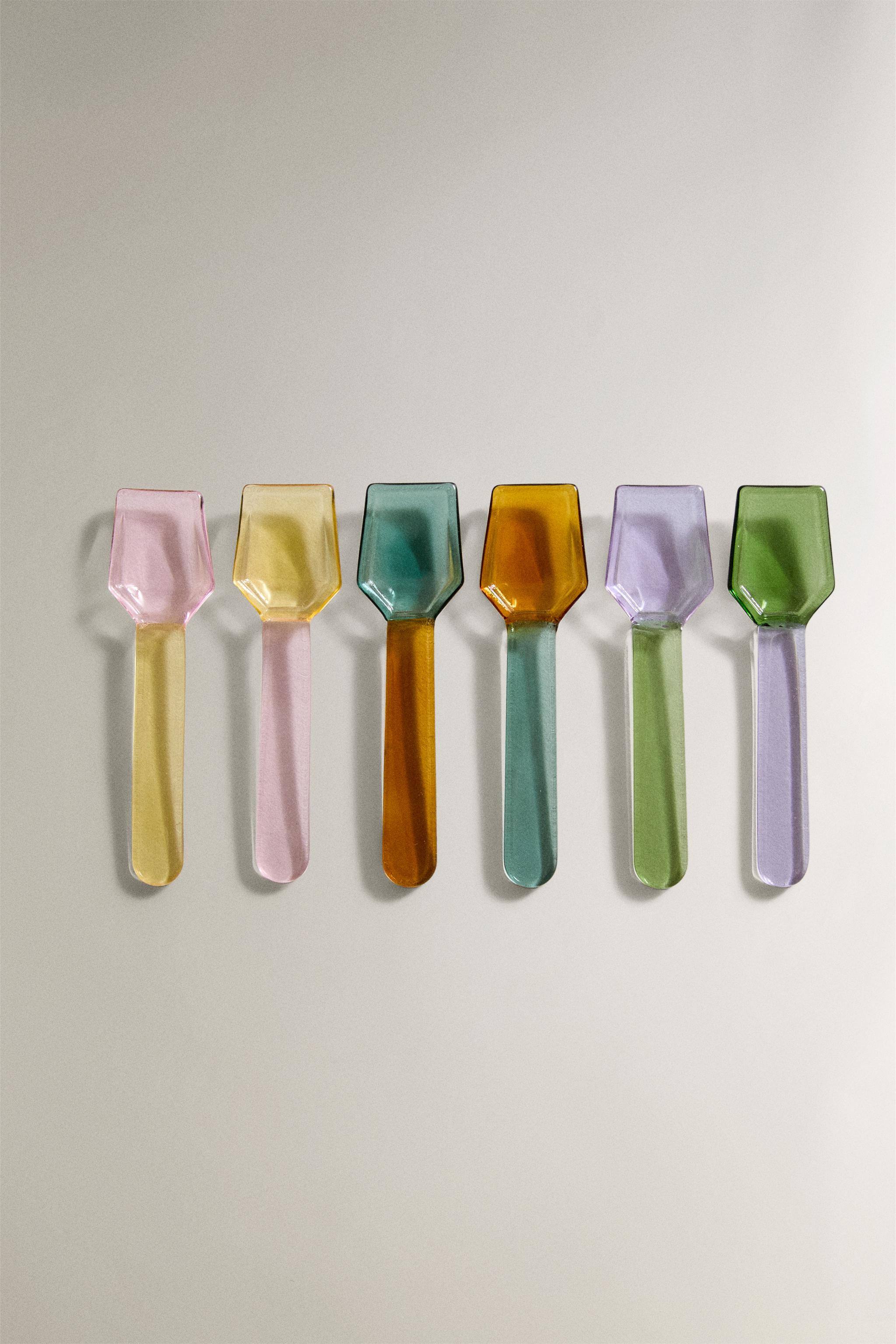 MULTICOLORED BOROSILICATE GLASS ICE CREAM SPOONS (PACK OF 6) | Zara US