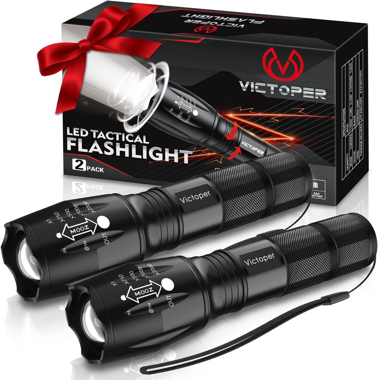 Victoper LED Flashlight 2 Pack, Bright Tactical Torch High Lumens with 5 Modes, Waterproof Zoomab... | Amazon (US)