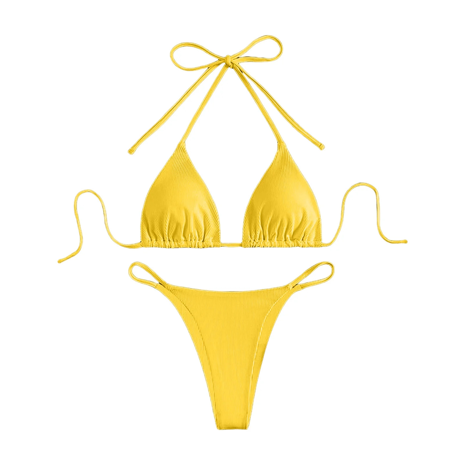 PFWOWB Yellow Swimsuit for Women Women Swimwear Bikinis Soild Swimsuit Ladies Shorts Two Piece Sw... | Walmart (US)