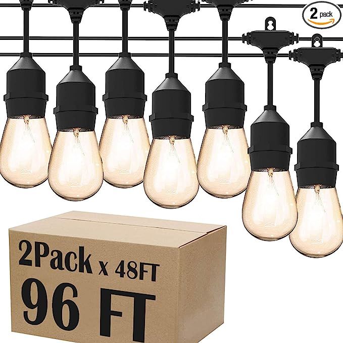 Magictec LED Shatterproof String Lights Commercial Grade with 15 Hanging Sockets 48 Ft Black Outd... | Amazon (US)
