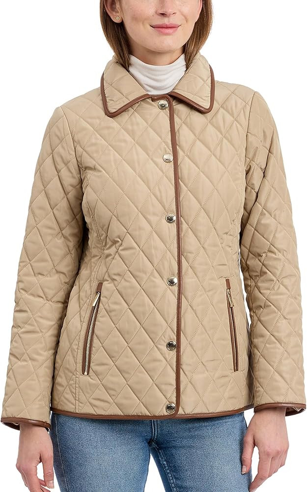 Michael Kors womens Diamond Quilted Jacket for Women, Stylish Lightweight Jacket With Trim Detail | Amazon (US)