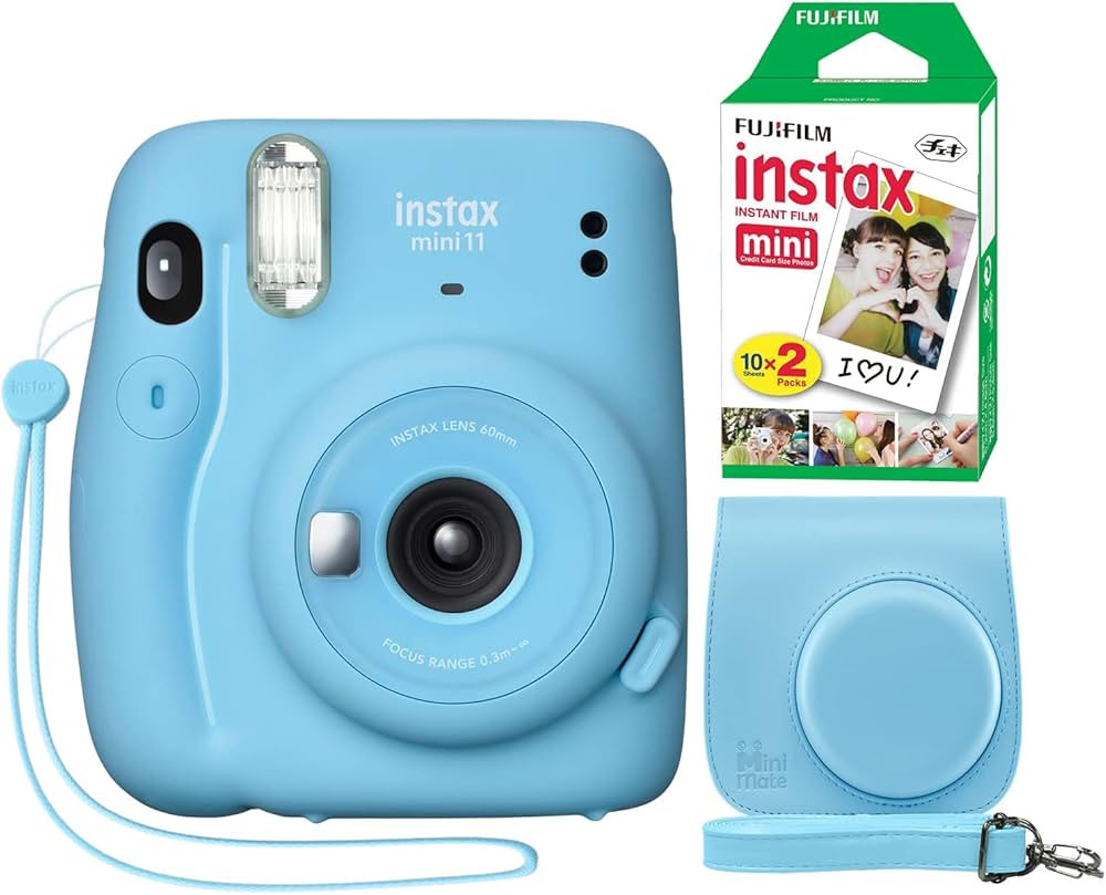 Fujifilm Instax Mini 11 Instant Camera Sky Blue + Minimate Custom Case + Fuji Instax Film 20 Shee... | Amazon (US)