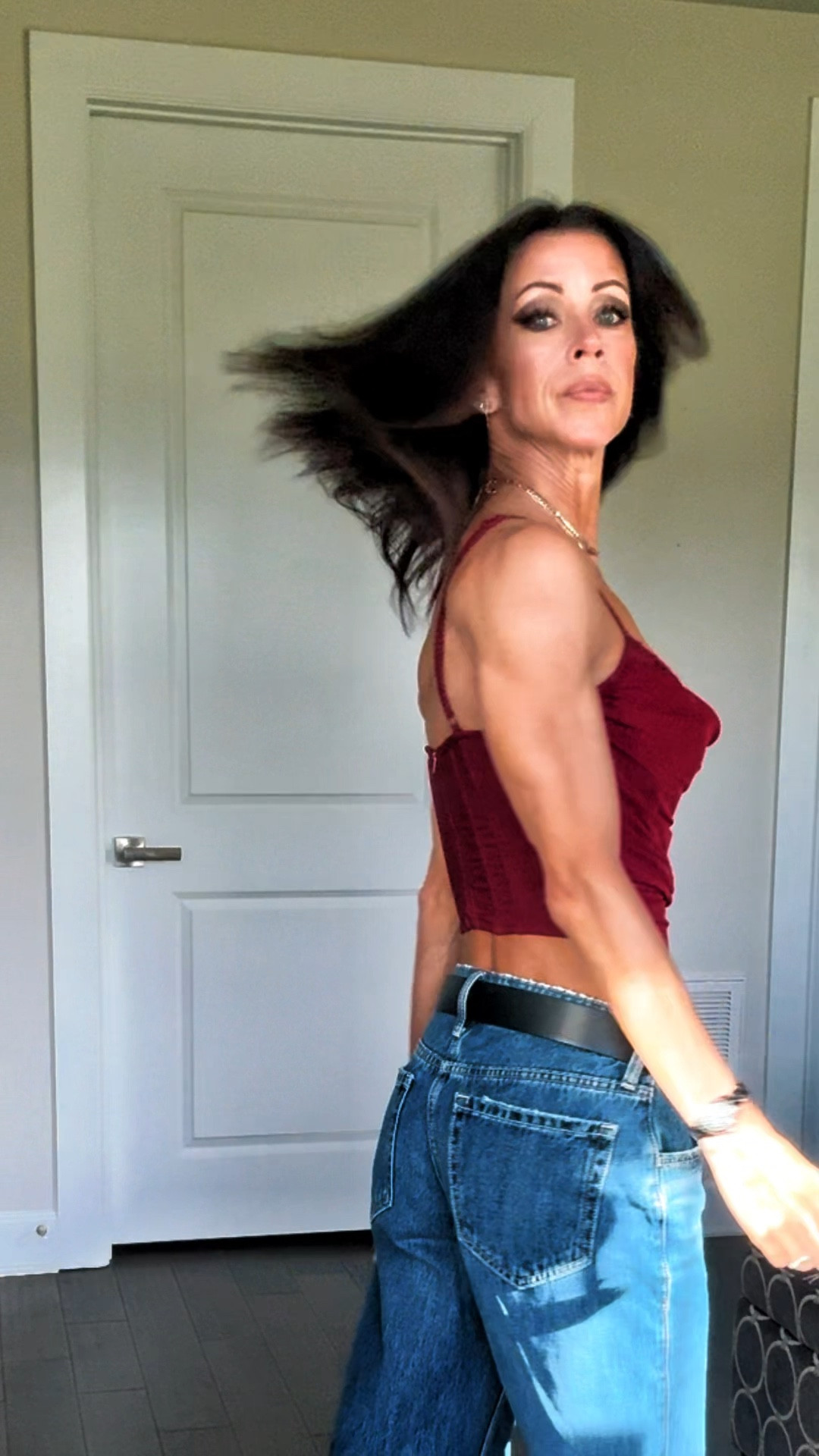  Valentine look. Red corset top. Denim

#LTKOver40 #LTKValentine