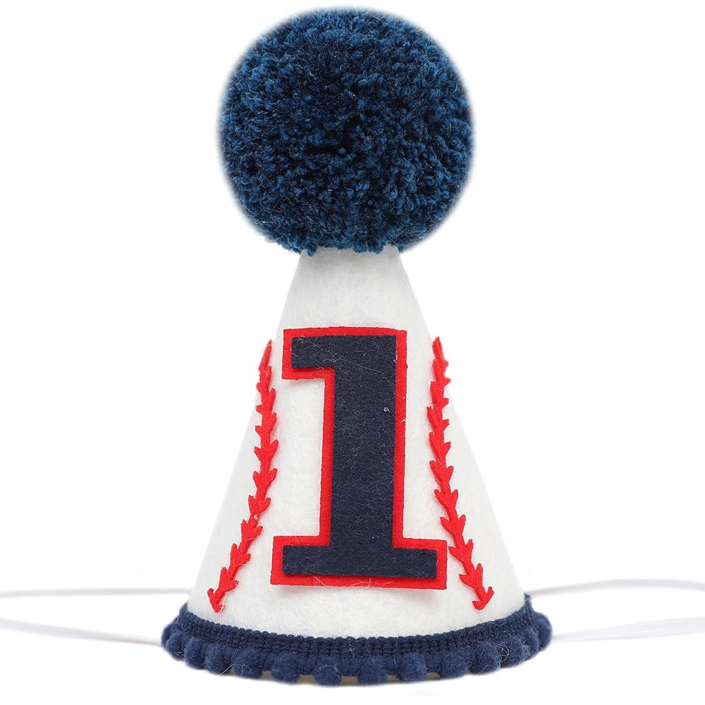 Baseball 1st Birthday Hat - Blue Cone Hat for Boy First Birthday,Baseball Themed One Birthday Dec... | Amazon (US)