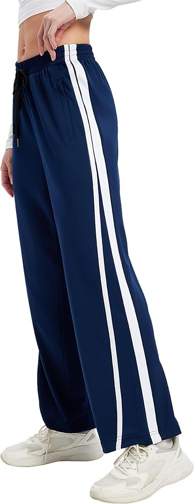 Women's Track Pants Straight Leg Sweatpants Side Striped Jogging Warm Up Athletic Running Pants w... | Amazon (US)