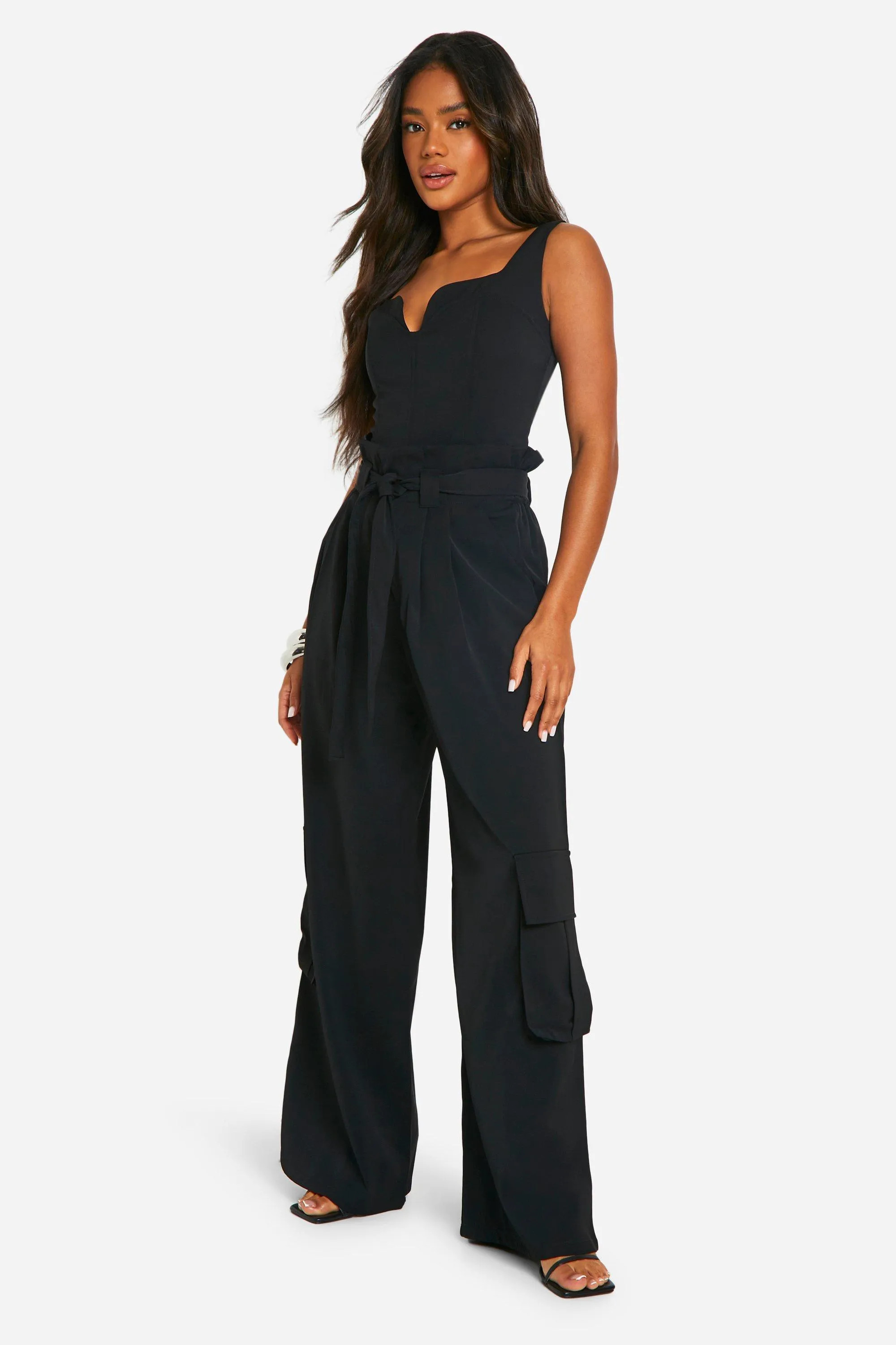 Belted Woven Cargo Trousers | boohoo (US & Canada)