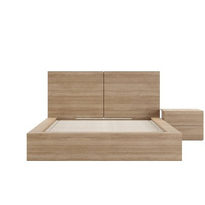 Nexera Queen 3pc James Bedroom Set Brown Oak: Modern Style, Platform Bed, 1 Nightstand Included | Target