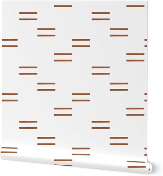 Spoonflower Removable Wallpaper 6ft x 2ft - Rust White Minimalist Midcentury Modern Farmhouse Mud... | Amazon (US)