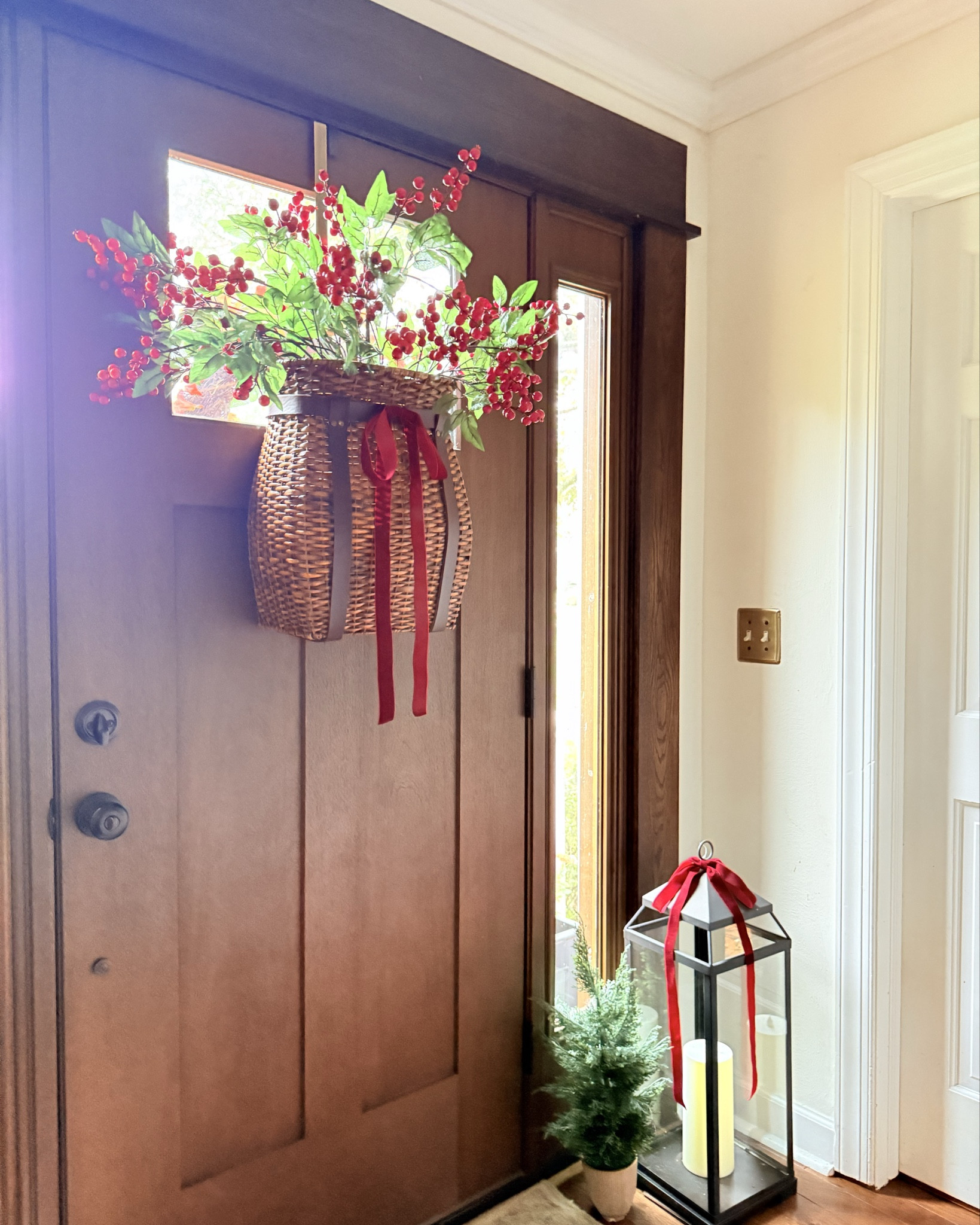  Christmas home decor. Traditional Christmas home decor . Front door decor . Ballard Designs Adirondack Basket . Senjie velvet bows . Michaels Red berries 

#ltk #ltkfinds

#LTKFindsUnder50 #LTKSeasonal #LTKSaleAlert