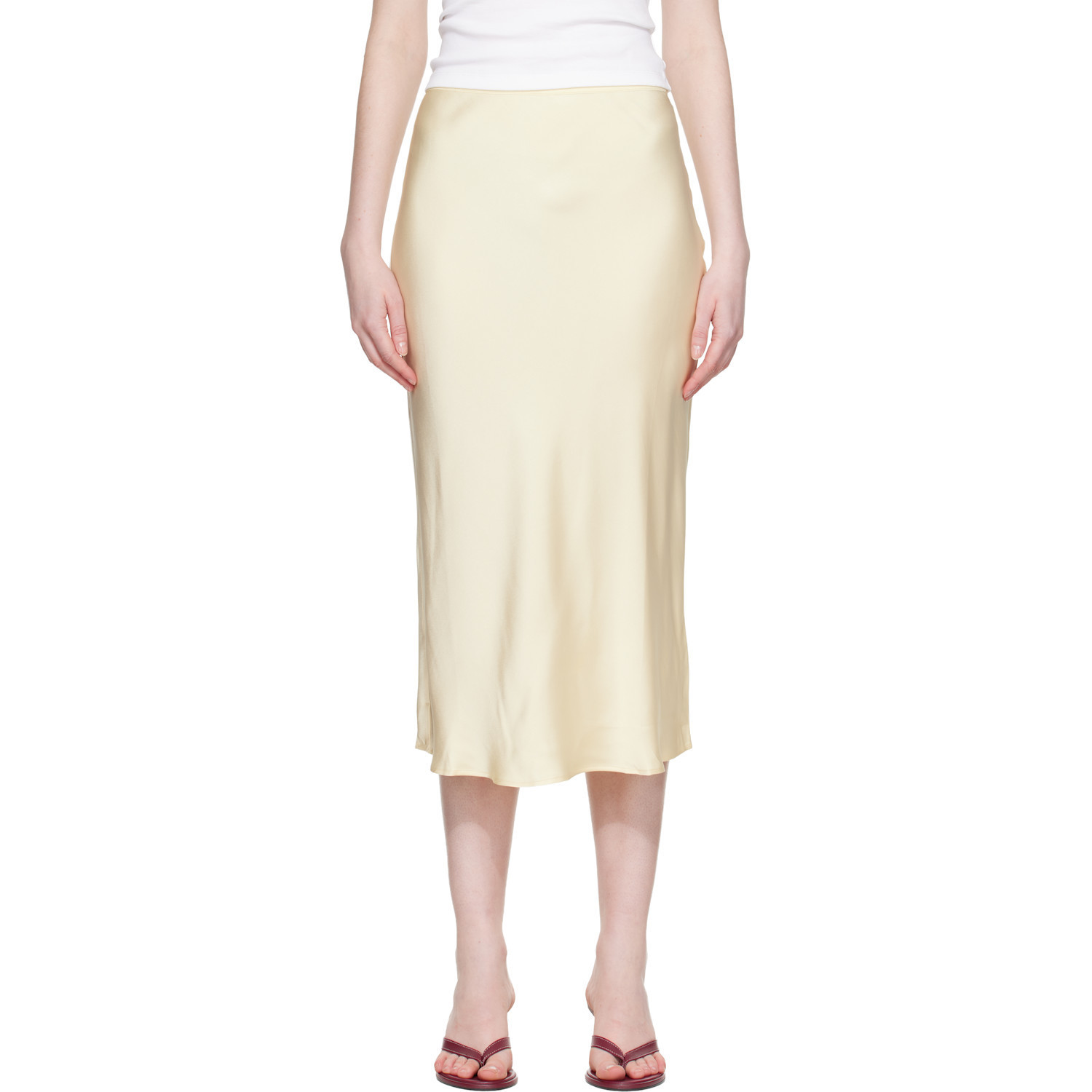 ANINE BING Yellow Bar Silk Midi Skirt | SSENSE