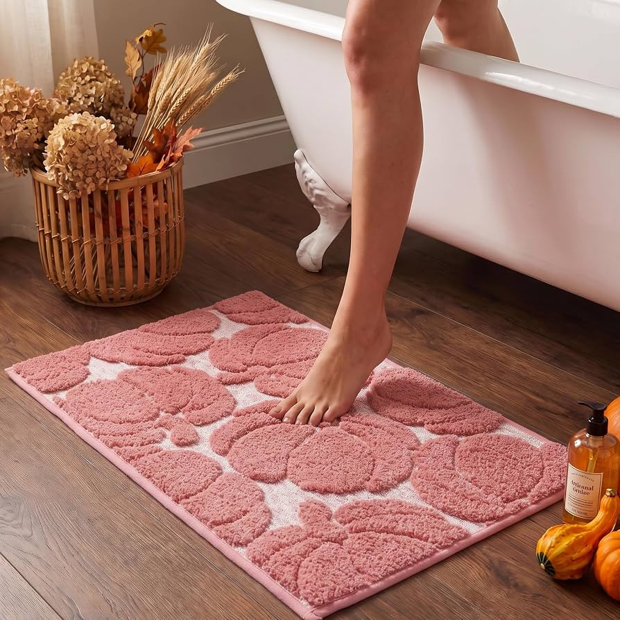 Luxury Fall Autumn Pink Pumpkin Bathroom Mat, 17"x25" Extra Soft and Absorbent Microfiber 3 Color... | Amazon (US)