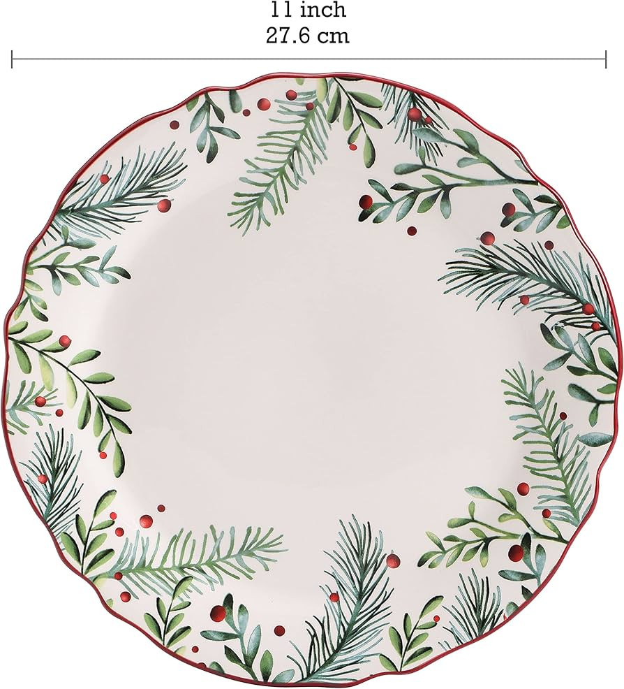 Bico Santa On The Way 11 inch Dinner Plates, Set of 4, for Pasta, Salad, Maincourse, Microwave & ... | Amazon (US)