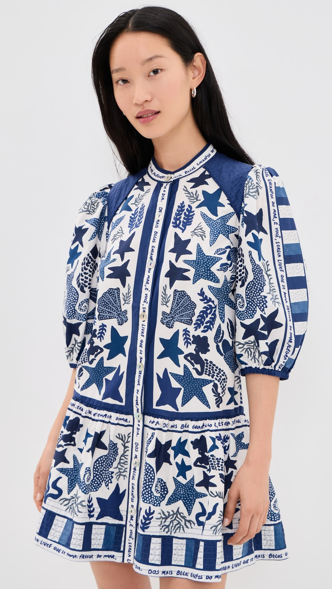 Blue Patterned Mini Dress | Shopbop