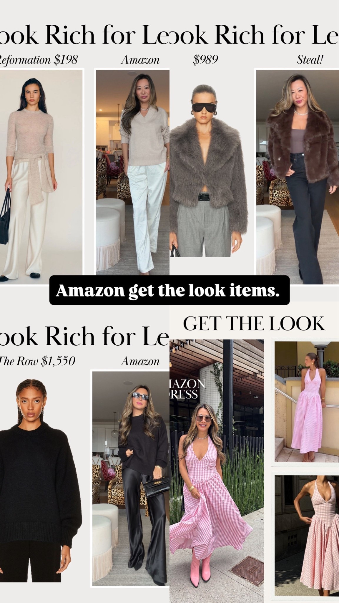 Amazon fashion items. Satin pants, faux fur coat, cashmere blend sweater, gingham house of CB like dress  

#LTKootd #LTKgrwm