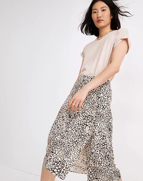 Side-Button Straight Midi Skirt in Daisy Groove | Madewell