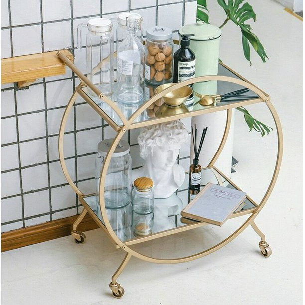 POCREATION 2 Tier Kitchen Trolley Bar Serving Cart with Wheels for Home Living Room Kitchen Club ... | Walmart (US)