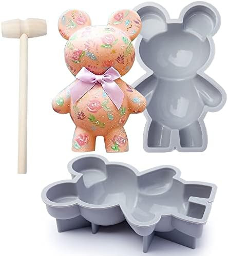 Bear Chocolate Silicone Mold, 2 Pcs Breakable Bear Silicone Molds + 1 Pcs Wooden Hammer for Valen... | Amazon (US)