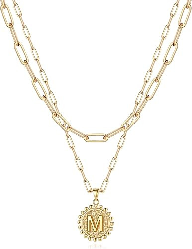 Yoosteel Women's 14KHGE Gold Plated Initial Brass Dainty Paperclip Link Chain Necklace Personaliz... | Amazon (US)