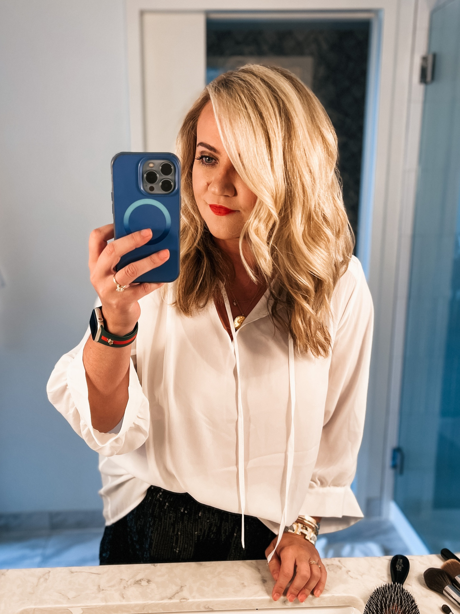 Wearing shade 214 “exotic red” lipstick

#LTKbeauty #LTKGiftGuide #LTKunder100