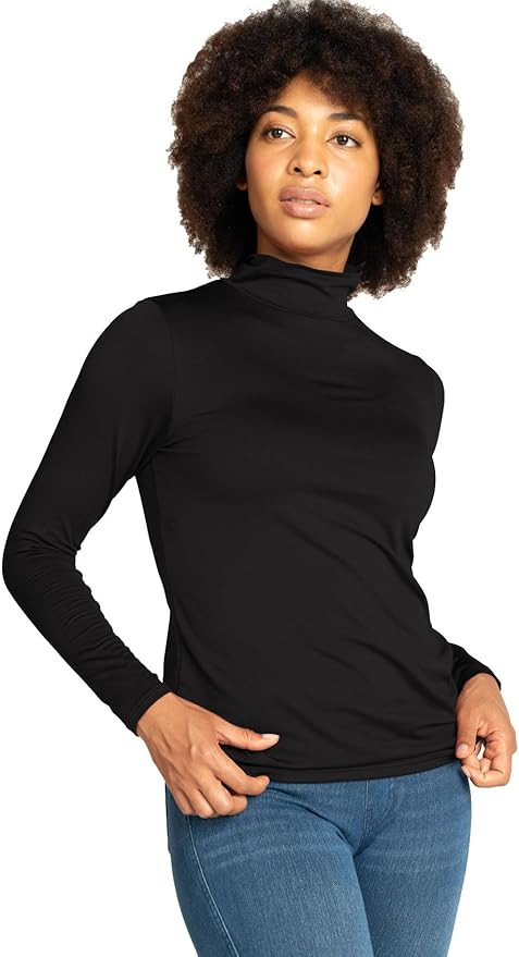 LAPASA Women Thermal Shirt Crewneck Mock Neck Turtleneck Base Layer Fleece Top Thermoflux Lightwe... | Amazon (US)