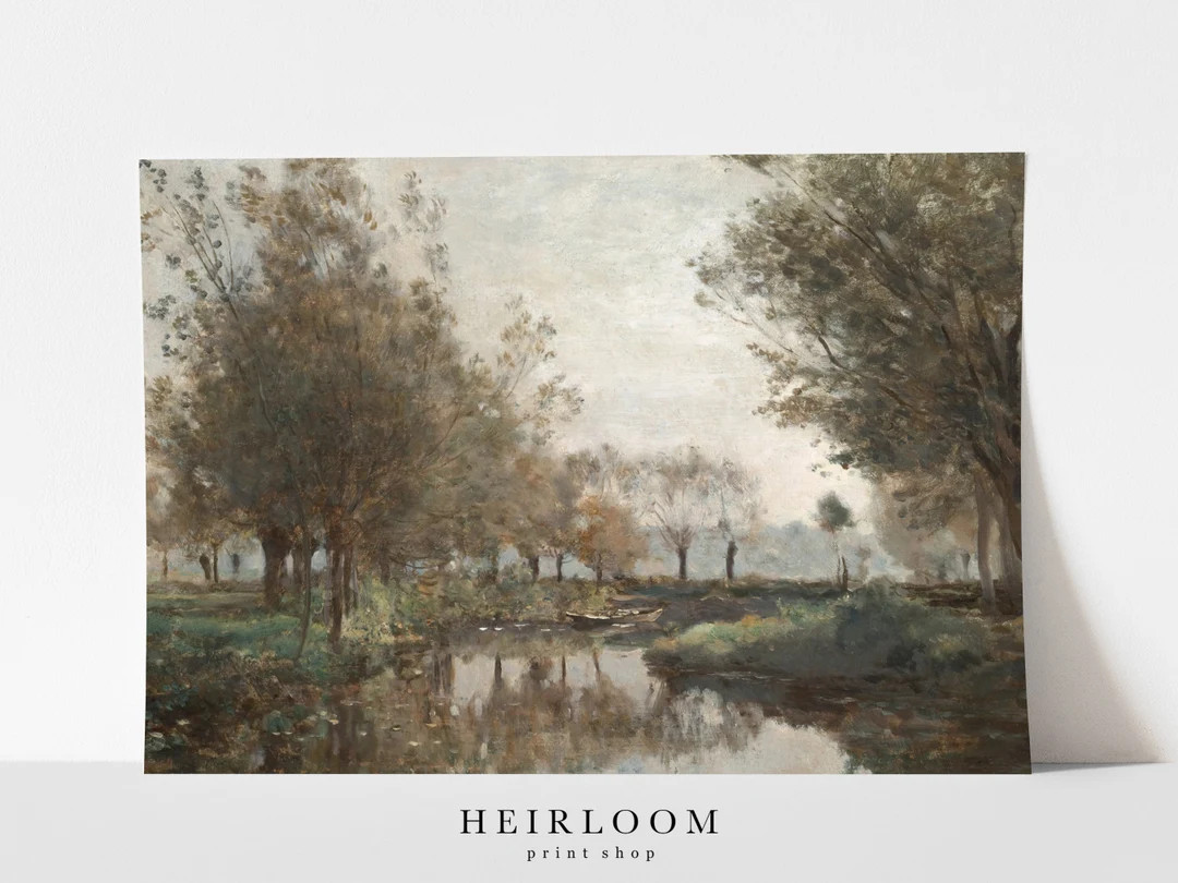 Wood Landscape Painting | Vintage Art | MAILED PRINTS | Housewarming Gift | Brook | Etsy (CAD)