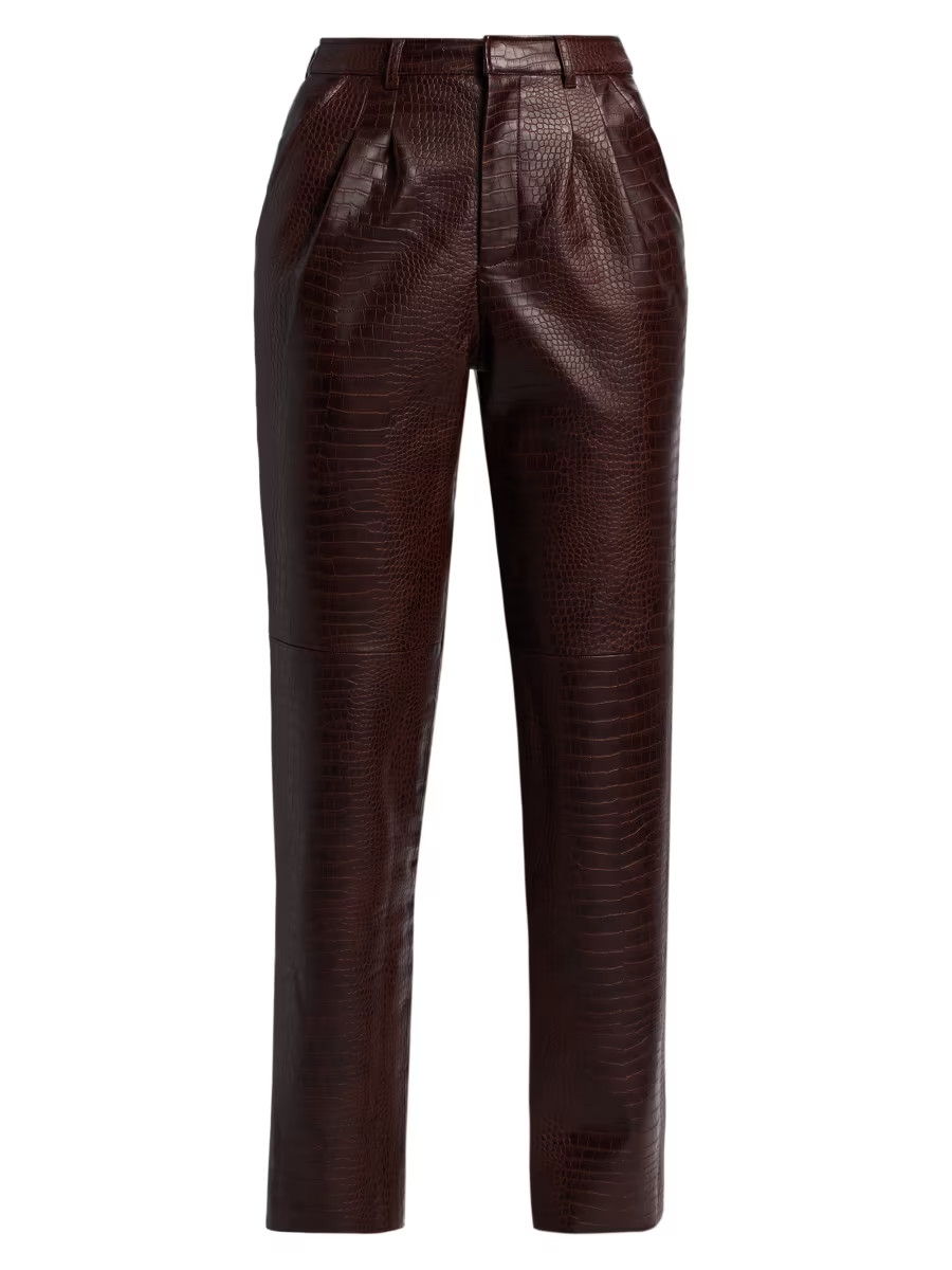 Ronny Kobo Viviane Croc-Embossed Faux-Leather Pants | Saks Fifth Avenue | Saks Fifth Avenue