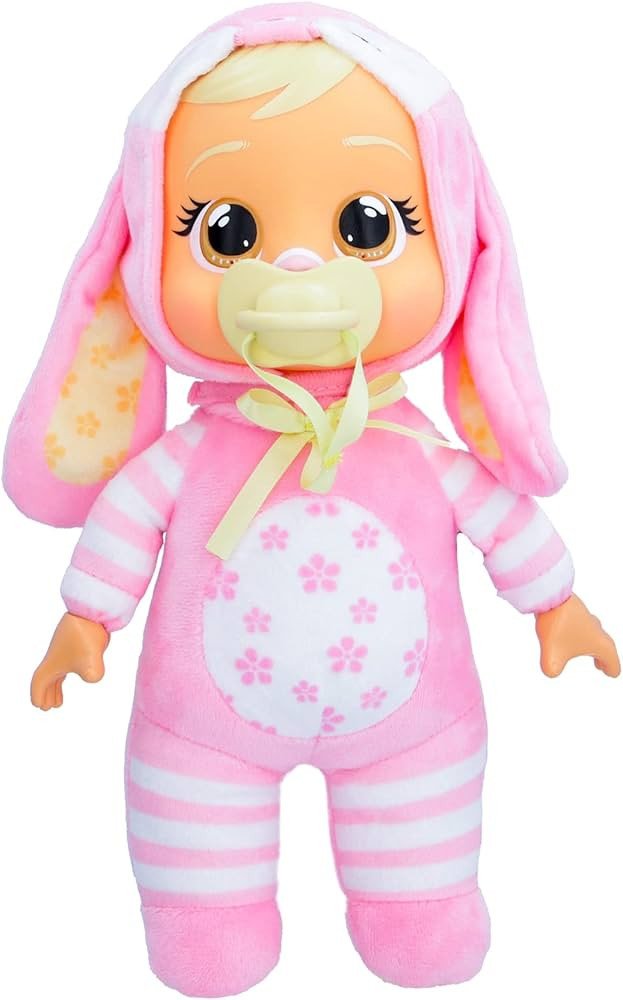 Cry Babies Tiny Cuddles Bunnies Lola - 9 inch Baby Doll, Cries Real Tears, Pink Bunny Themed Paja... | Amazon (US)