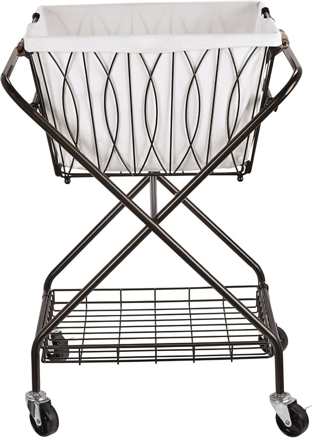Artesa Verona Collapsible Metal Laundry Cart with Removable Basket & Canvas Bag, 20.5" L x 16.2" ... | Amazon (US)