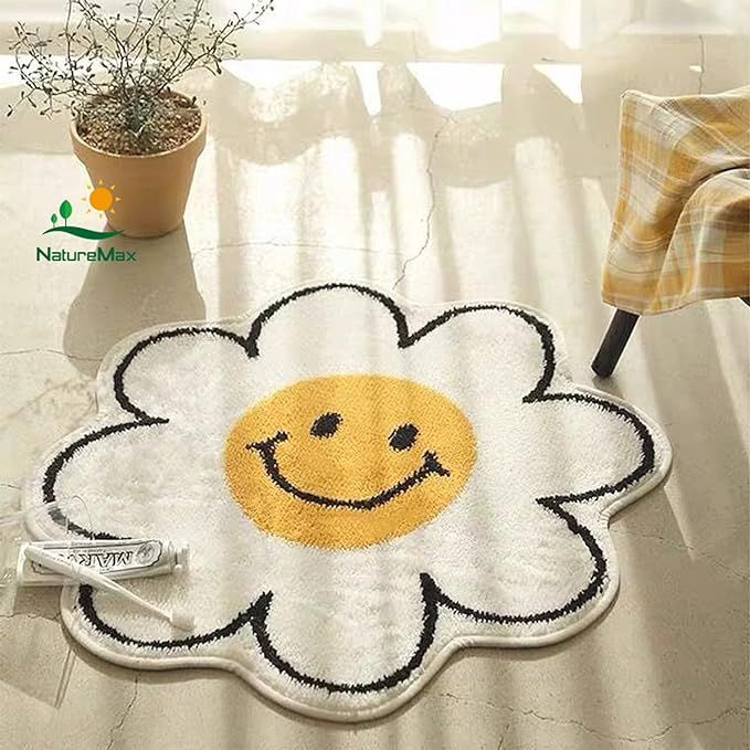 Sunflower Rug Smiley Face Rug Tapestry Cute Wall Decor Water Absorption Non Slip Carpet Super Sof... | Amazon (US)