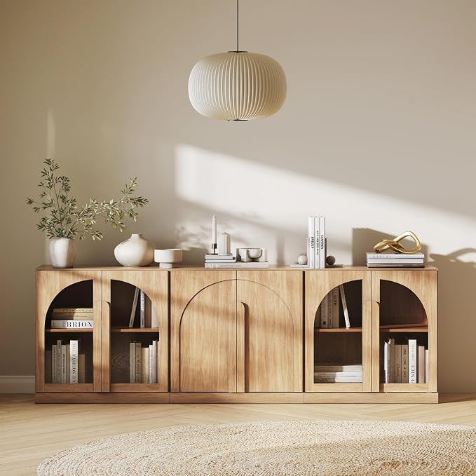 BELLEZE Bijou 3-Piece Modular Sideboard Buffet Cabinet - Camel | Amazon (US)