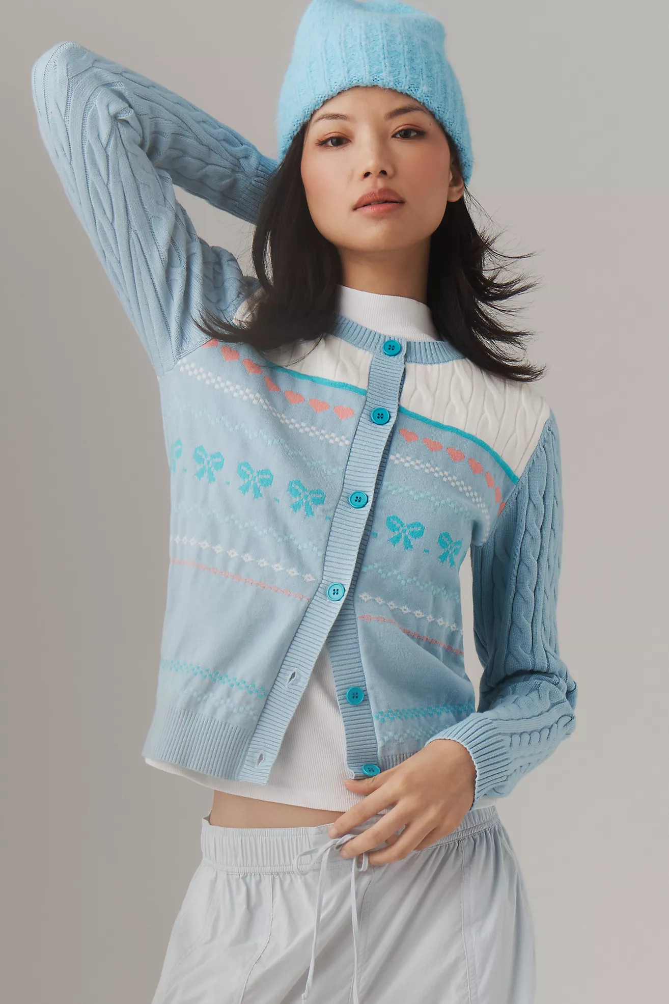 Beach Riot Ally Bow Crewneck Cardigan Sweater | Anthropologie (US)