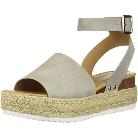 Soda Topic Gray Espadrilles Flatform Wedge Ankle Strap Open Toe Sandals (6.5 M US Gray Nubuck) | Walmart (US)