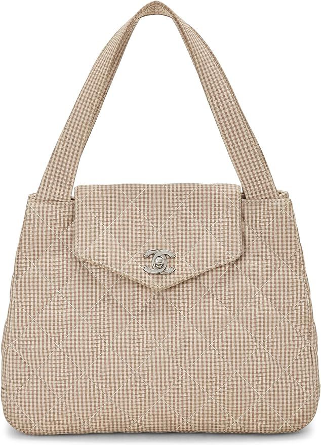 Amazon.com: Chanel, Pre-Loved Beige & White Gingham Canvas Handbag, Beige : Luxury Stores | Amazon (US)