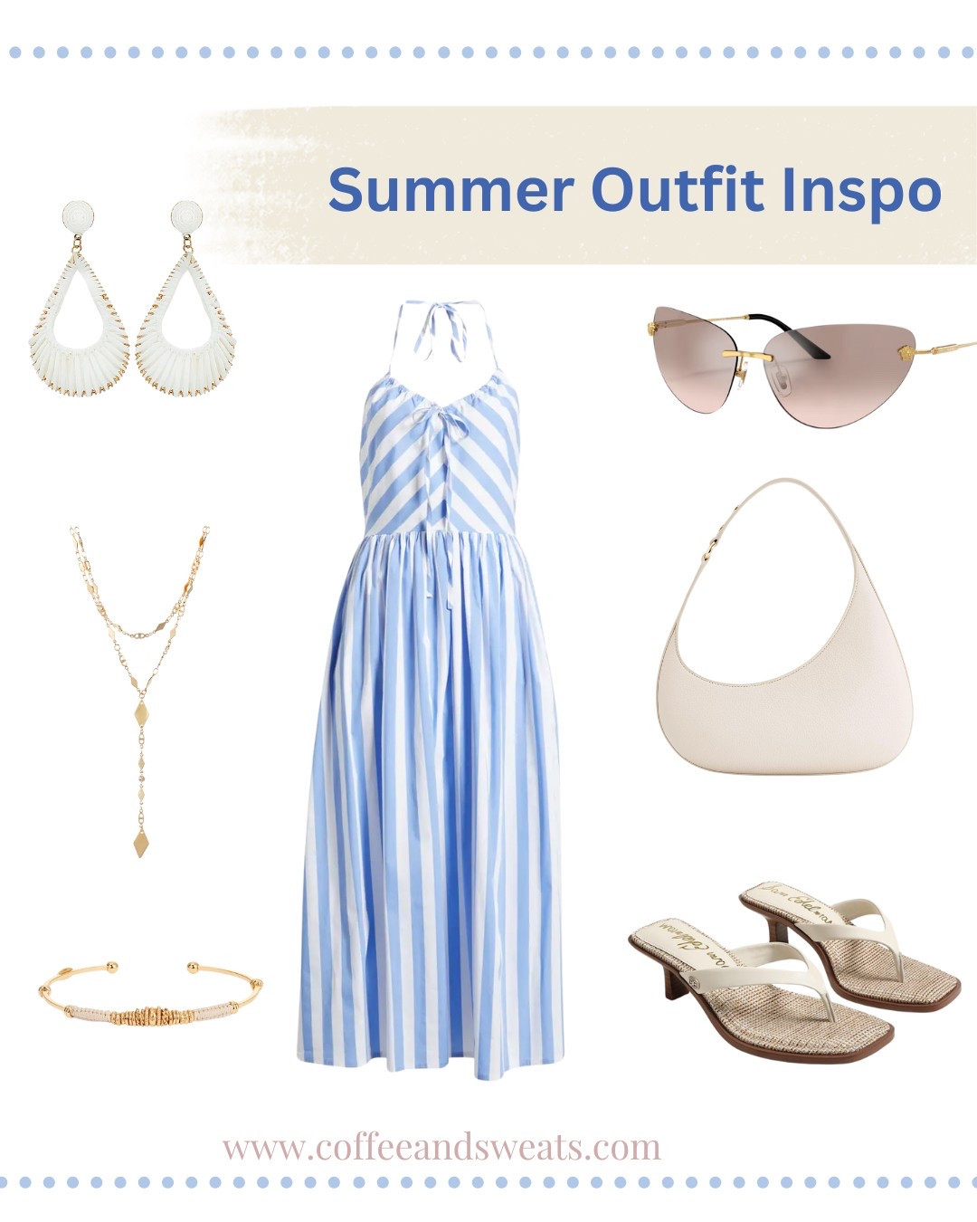 The striped summer dress is a must have this season. Pair it with a stylish shoulder bag and some accessories to complete your look! #sandals #summerdress #striped #shoulderbag #summeroutfit 

#LTKStyleTip #LTKSeasonal #LTKItBag