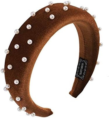 LARATH Women Padded Headband Velvet Cloth Sponge Soft Vintage Fashion Hair Accessory with Imitate Pe | Amazon (US)