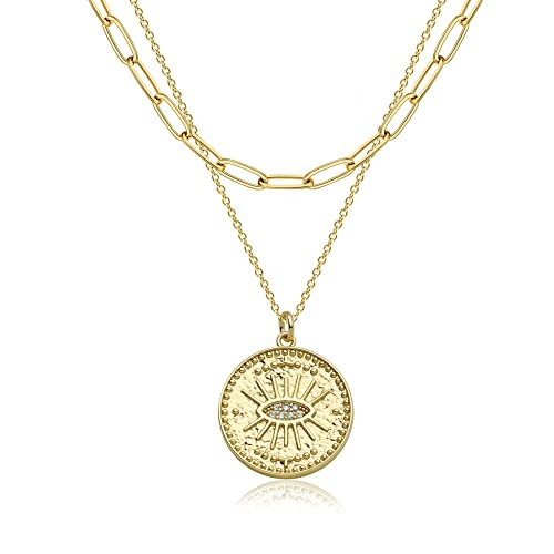 GDCOIN Gold Evil Eye Necklace for Women 18k Gold Plated Turquoise Cubic Zirconia Evil Eye Minimalist Simple Necklace Dainty Gold Choker Necklace Jewelry Gift for Women | Amazon (US)