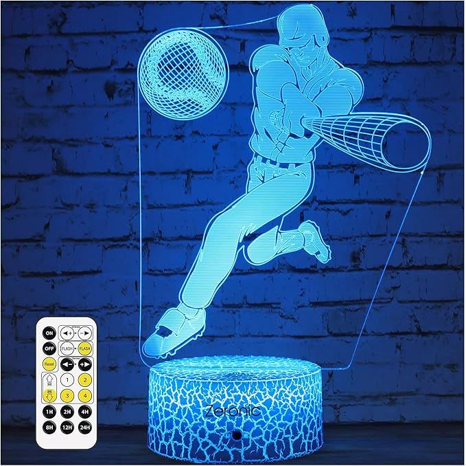 Baseball Gifts for Boys Men Baseball Decor Bedroom Baseball Lamp with 7 Color Changing Touch & Re... | Amazon (US)
